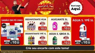 Modelo de TV para TV Horizontal com o tema Março de Ofertas! para Produtos de Limpeza
