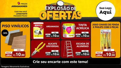 Modelo de TV para TV Horizontal com o tema Explosão de Ofertas para Material para Construção