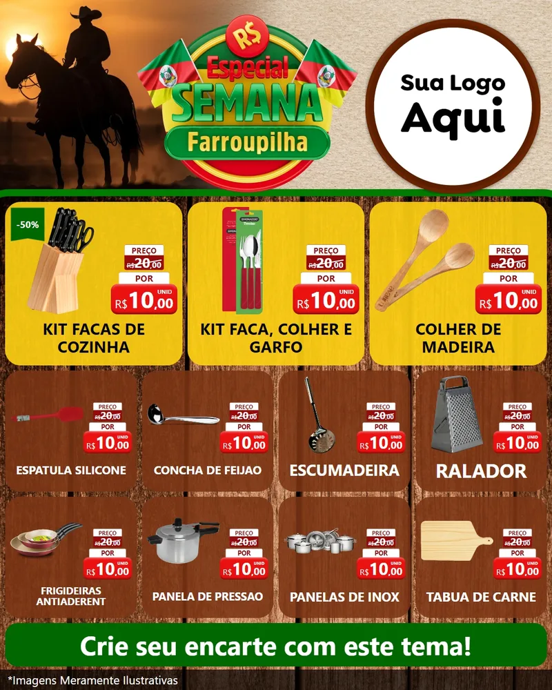 Modelo de Rede Social para Feed Instagram com o tema Especial Semana Farroupilha para Utilidades Domésticas