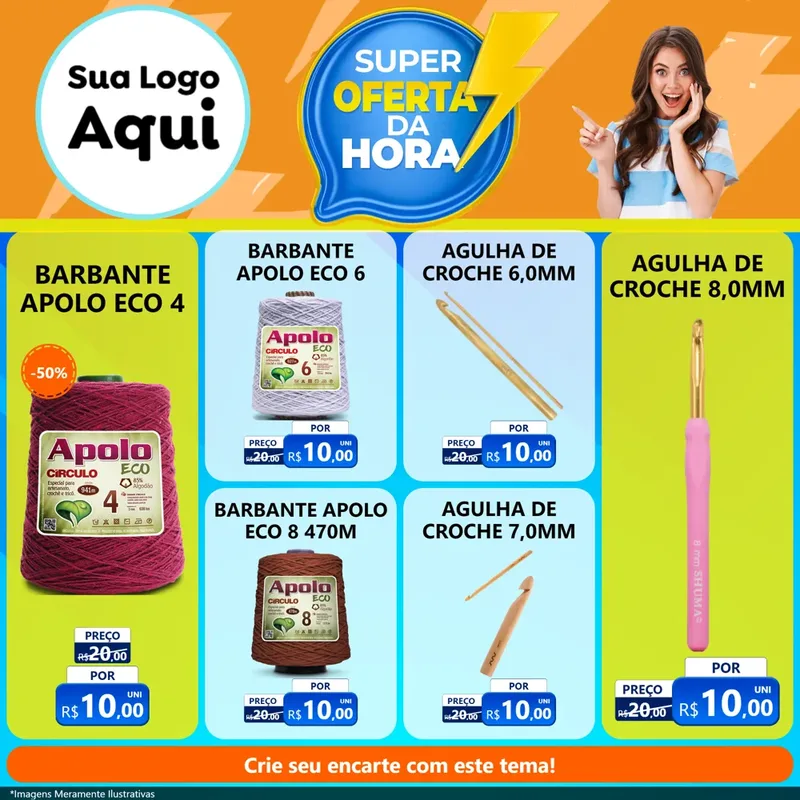 Modelo de Rede Social para Feed Facebook com o tema Super Oferta da Hora para Armarinho e Aviamentos