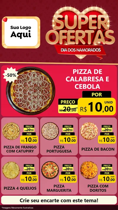 Modelo de Rede Social para Stories com o tema Dia dos Namorados para Pizzaria