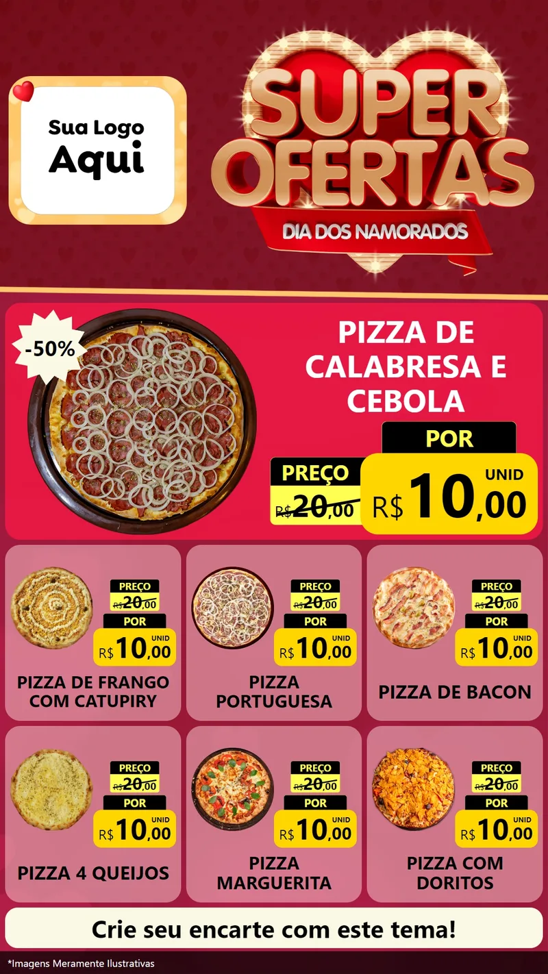 Modelo de Rede Social para Stories com o tema Dia dos Namorados para Pizzaria
