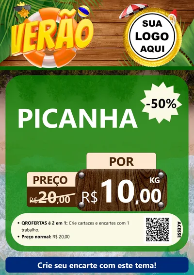 Modelo de Cartaz para Cartaz A4 Vertical com o tema Verão para Açougue