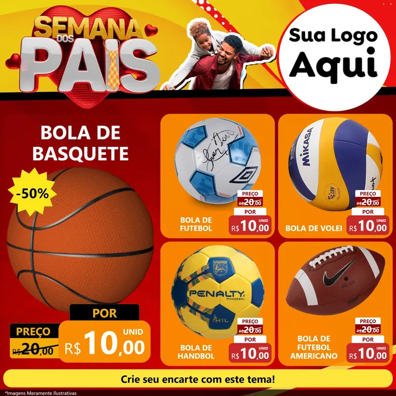 Modelo de Rede Social para Feed Facebook com o tema Semana Dos Pais para Artigos Esportivos