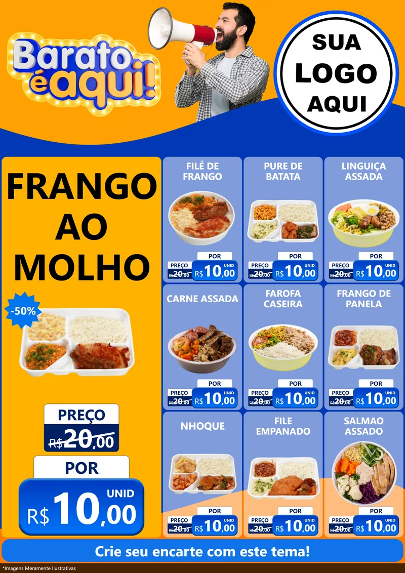 Modelo de Encarte para Encarte A4 Vertical com o tema Barato é aqui para Restaurante