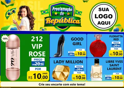 Modelo de Encarte para Encarte A4 Horizontal com o tema Proclamação da República para Perfumes