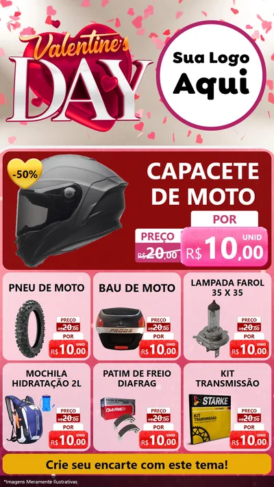 Modelo de Rede Social para Stories com o tema Valentine's Day para Moto peças
