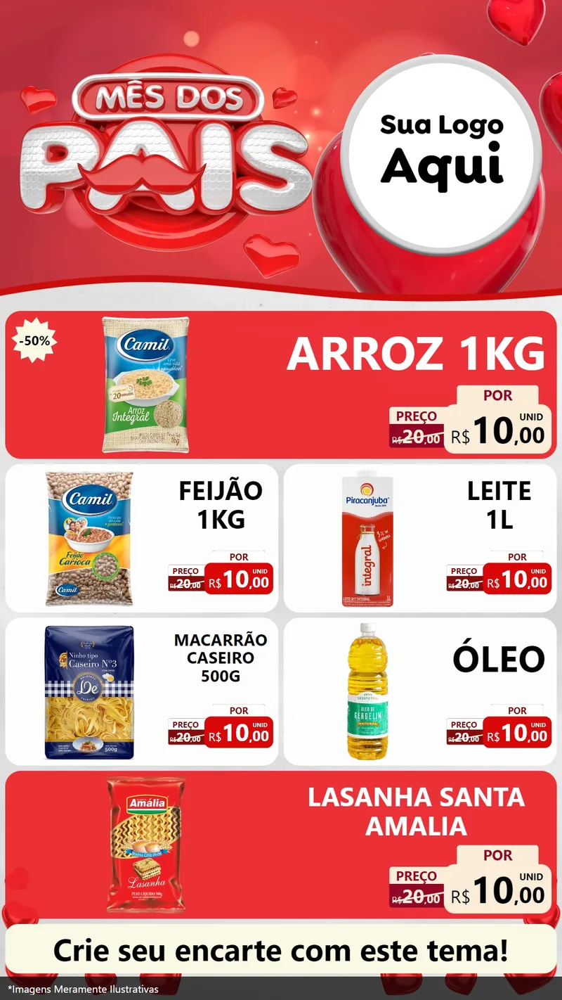 Modelo de TV para TV Vertical com o tema Mês dos Pais para Supermercado