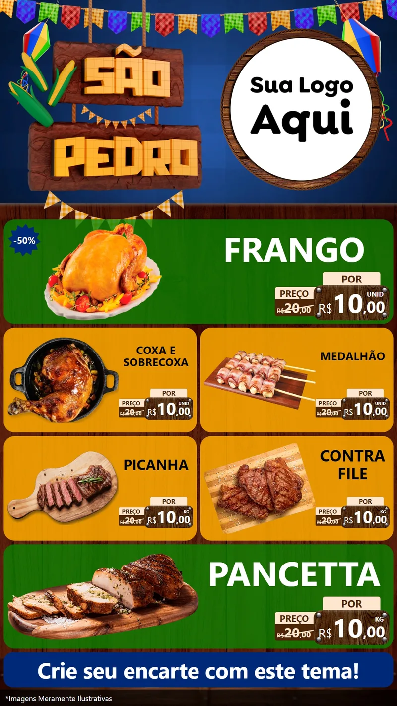Modelo de TV para TV Vertical com o tema São Pedro para Assados
