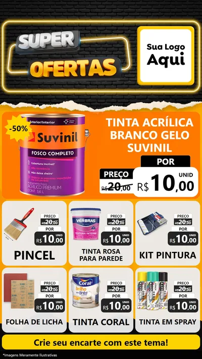 Modelo de Rede Social para Stories com o tema Super Ofertas para Tintas e Ferramentas