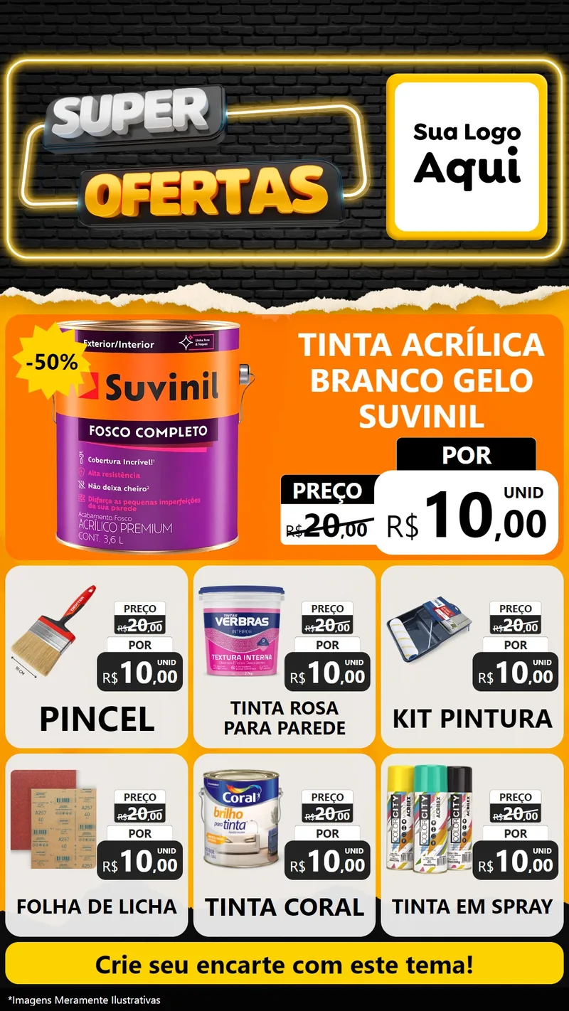 Modelo de Rede Social para Stories com o tema Super Ofertas para Tintas e Ferramentas