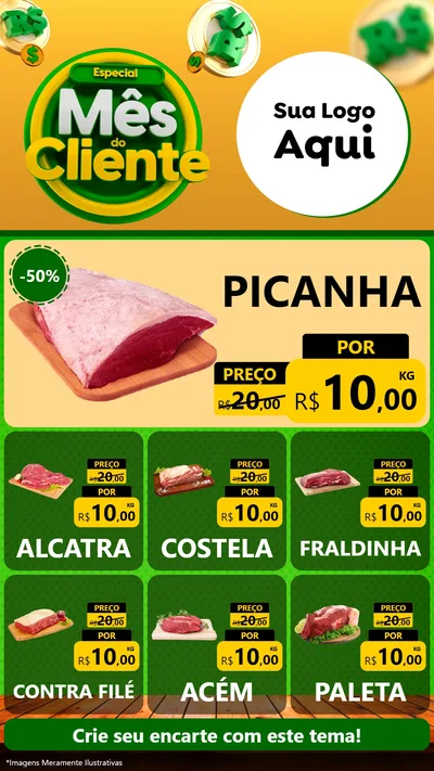 Modelo de Rede Social para Stories com o tema Especial Mês do Cliente para Açougue