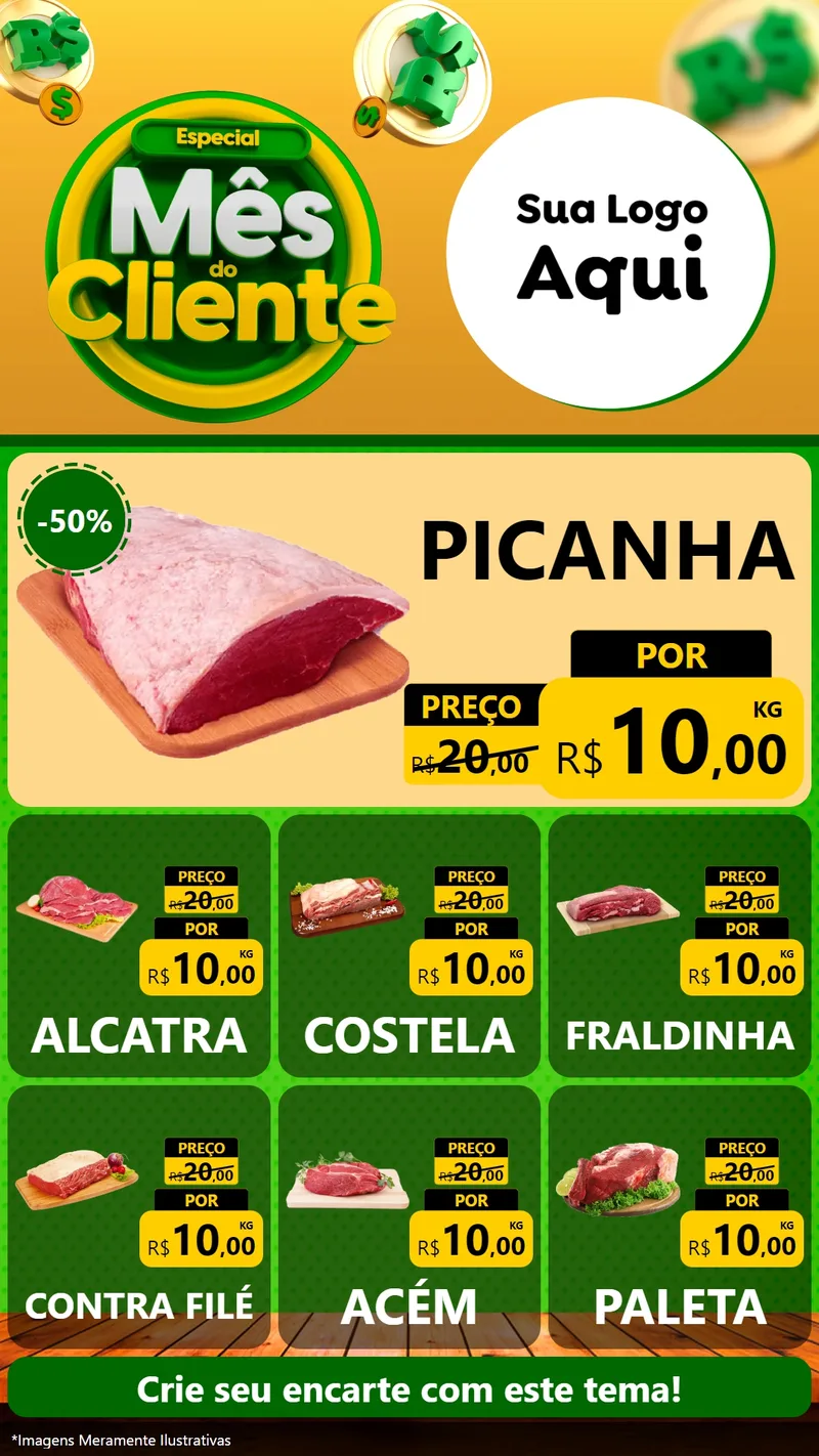 Modelo de Rede Social para Stories com o tema Especial Mês do Cliente para Açougue