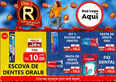 Modelo de Encarte para Encarte A4 Horizontal com o tema Dia R - O Dia Mais Barato Do Mês para Higiene Pessoal