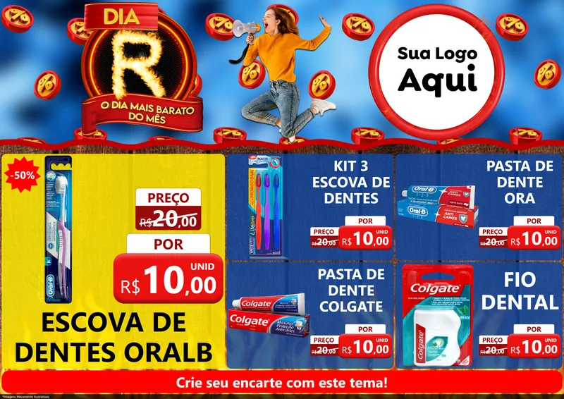 Modelo de Encarte para Encarte A4 Horizontal com o tema Dia R - O Dia Mais Barato Do Mês para Higiene Pessoal