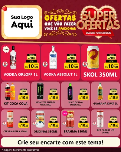 Modelo de Rede Social para Feed Instagram com o tema Dia dos Namorados para Distribuidora de bebidas