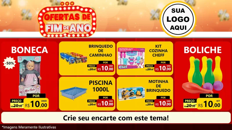 Modelo de TV para TV Horizontal com o tema Ofertas de Fim de Ano para Brinquedos