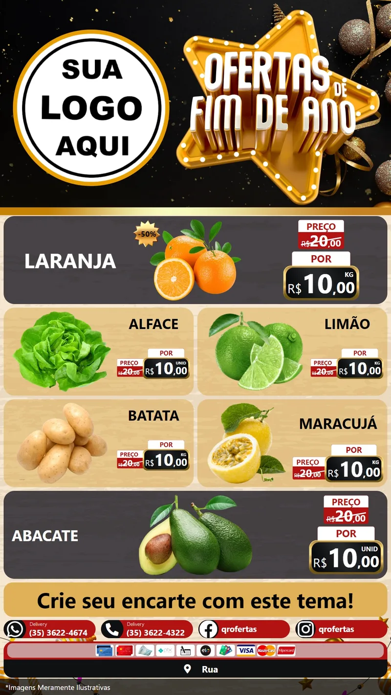 Modelo de TV para TV Vertical com o tema Ofertas de Fim de Ano para Hortifrúti