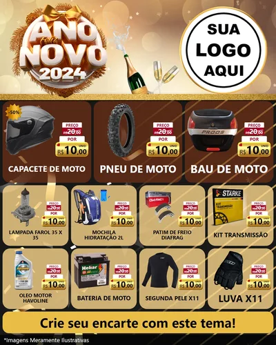 Modelo de Rede Social para Feed Instagram com o tema Feliz Ano Novo 2027 para Moto peças