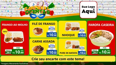 Modelo de TV para TV Horizontal com o tema Carnaval de Ofertas para Restaurante