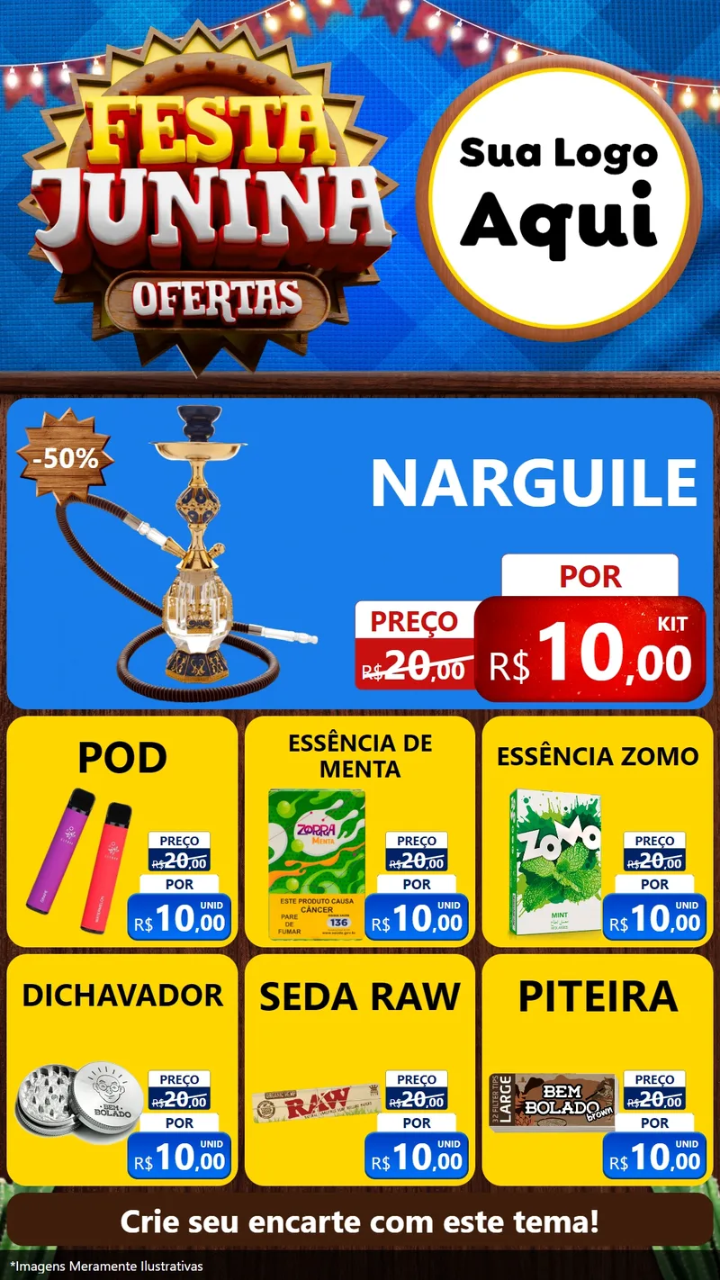 Modelo de Rede Social para Stories com o tema Festa Junina Ofertas para Tabacaria