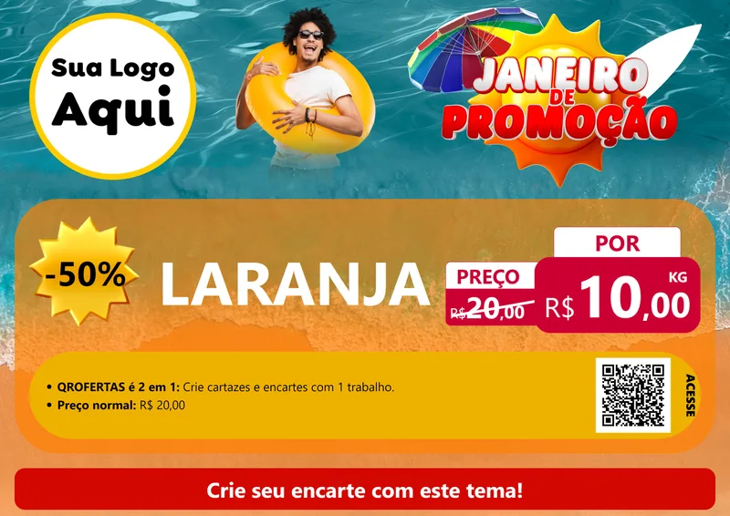Modelo de Cartaz para Cartaz A4 Horizontal com o tema Janeiro de Promoção para Hortifrúti