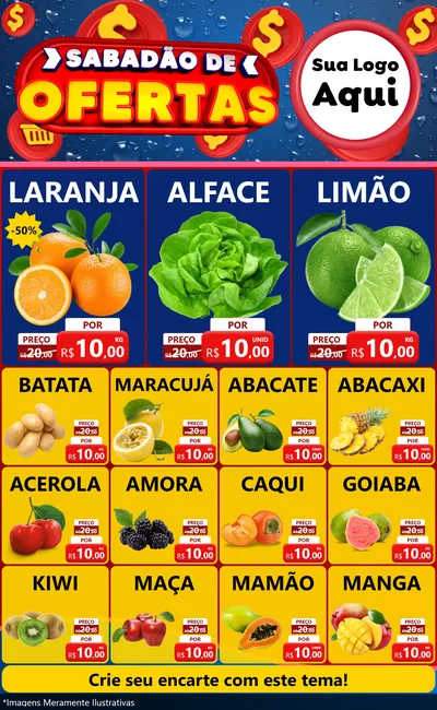 Modelo de Encarte para Encarte Grande com o tema Sabadão de Ofertas para Hortifrúti
