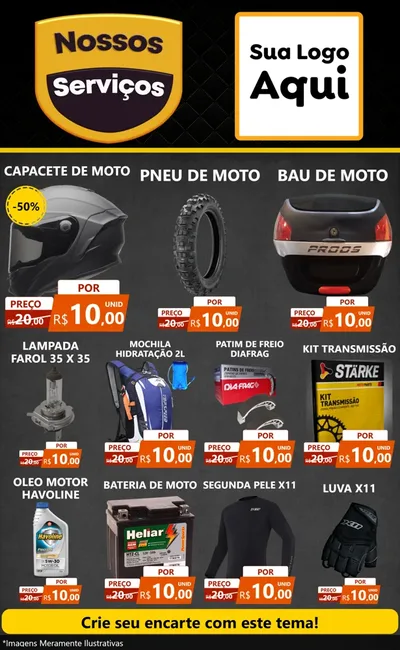 Modelo de Encarte para Encarte Grande com o tema Nossos Serviços para Moto peças