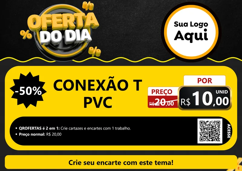 Modelo de Cartaz para Cartaz A4 Horizontal com o tema Oferta Do Dia para Tubos e conexões