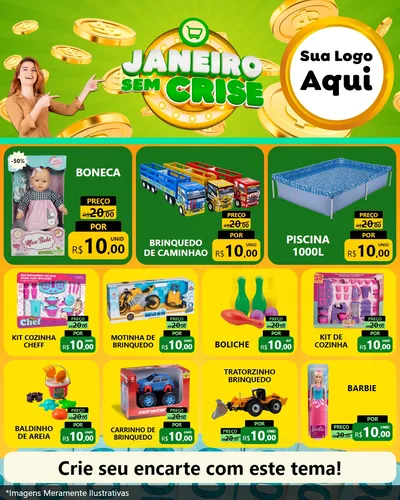 Modelo de Rede Social para Feed Instagram com o tema Janeiro Sem Crise para Brinquedos