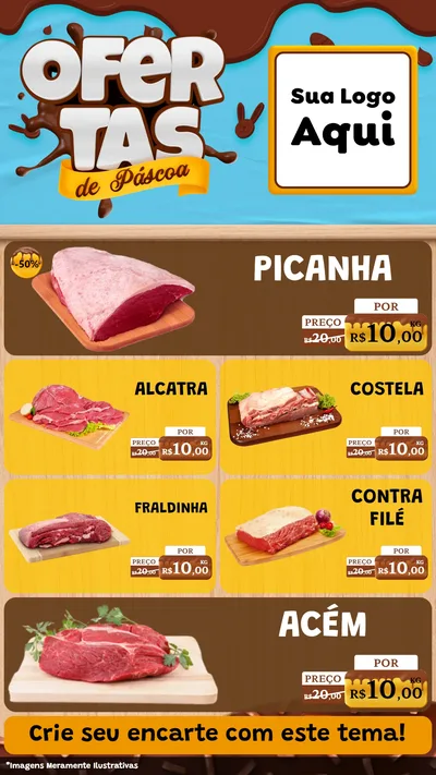 Modelo de TV para TV Vertical com o tema Ofertas de Páscoa para Açougue