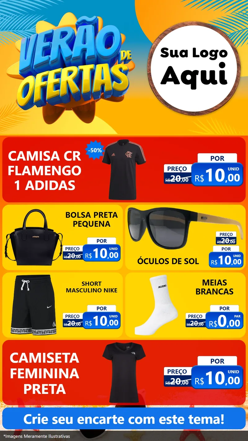 Modelo de TV para TV Vertical com o tema Verão de Ofertas para Roupas e acessórios