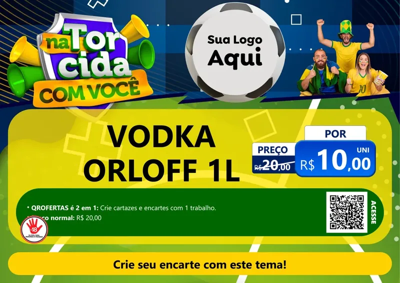 Modelo de Cartaz para Cartaz A4 Horizontal com o tema Na Torcida Com Você - Copa para Distribuidora de bebidas