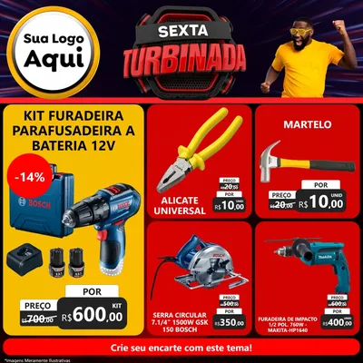 Modelo de Rede Social para Feed Facebook com o tema Sexta Turbinada para Maquinas e Ferramentas