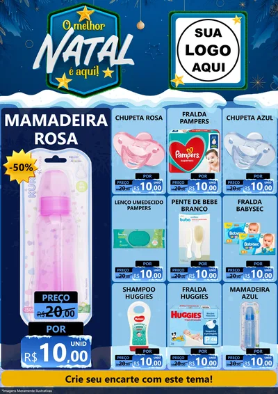 Modelo de Encarte para Encarte A4 Vertical com o tema O Melhor Natal É Aqui! para Bebês