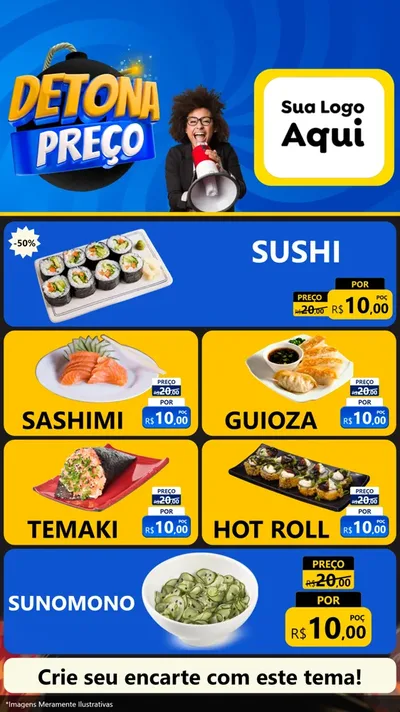 Modelo de TV para TV Vertical com o tema Detona Preços para Comida japonesa