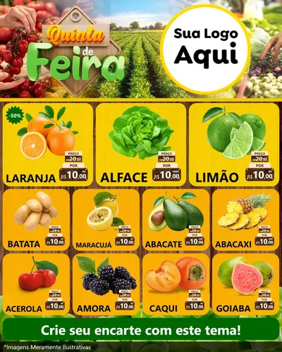 Modelo de Rede Social para Feed Instagram com o tema Quinta de Feira para Hortifrúti