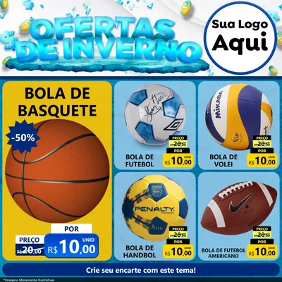 Modelo de Rede Social para Feed Facebook com o tema Ofertas de Inverno para Artigos Esportivos