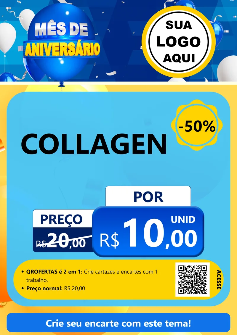 Modelo de Cartaz para Cartaz A4 Vertical com o tema Mês de Aniversário para Suplementos alimentares