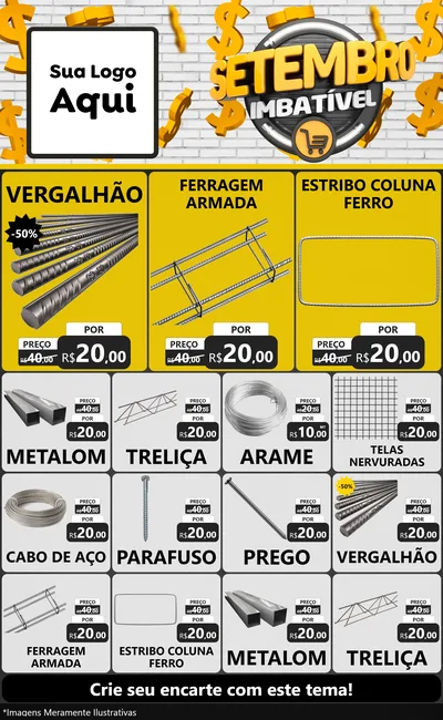 Modelo de Encarte para Encarte Grande com o tema Setembro Imbatível para Ferragens