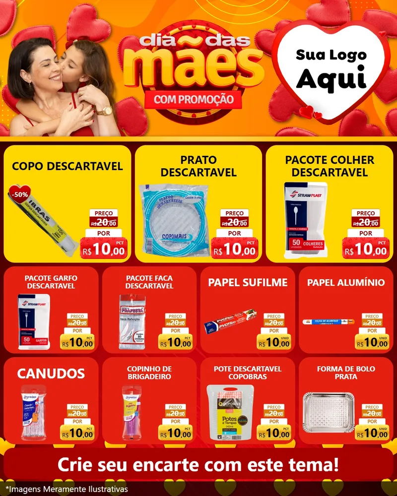 Modelo de Rede Social para Feed Instagram com o tema Dia das Mães com Promoção para Embalagens