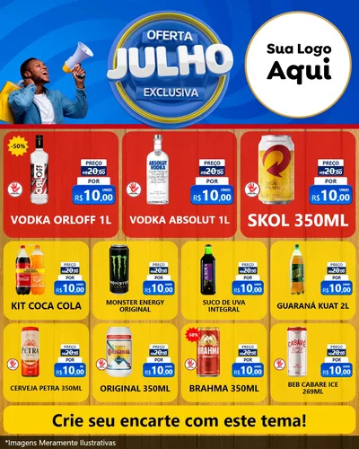 Modelo de Rede Social para Feed Instagram com o tema Oferta Exclusiva, Julho para Distribuidora de bebidas