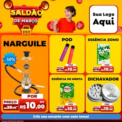 Modelo de Rede Social para Feed Facebook com o tema Saldão de Março para Tabacaria