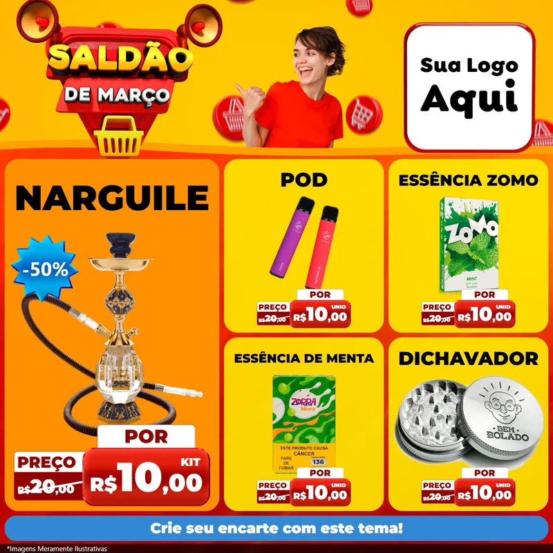 Modelo de Rede Social para Feed Facebook com o tema Saldão de Março para Tabacaria