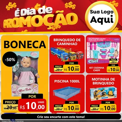 Modelo de Rede Social para Feed Facebook com o tema É Dia De Promoção para Brinquedos