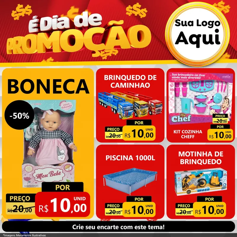 Modelo de Rede Social para Feed Facebook com o tema É Dia De Promoção para Brinquedos