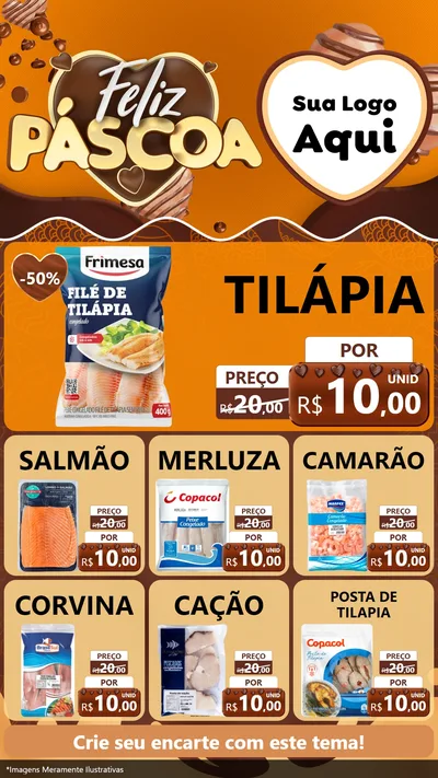 Modelo de Rede Social para Stories com o tema Feliz Páscoa para Peixaria