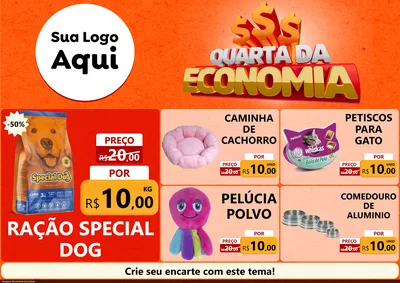 Modelo de Encarte para Encarte A4 Horizontal com o tema Quarta da Economia para Pet Shop