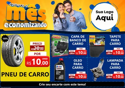Modelo de Encarte para Encarte A4 Horizontal com o tema Comece O Mês Economizando para Auto peças