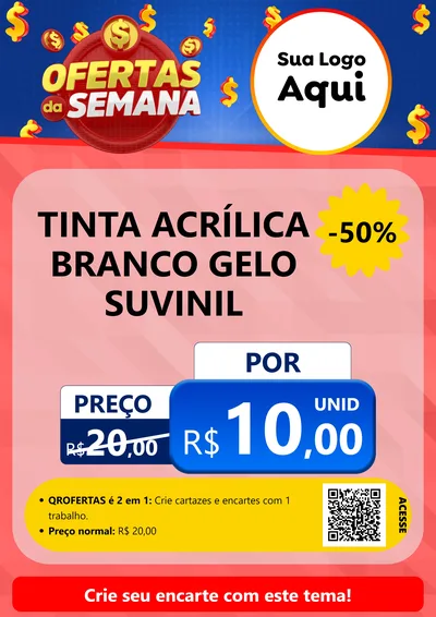 Modelo de Cartaz para Cartaz A4 Vertical com o tema Ofertas Da Semana para Tintas e Ferramentas